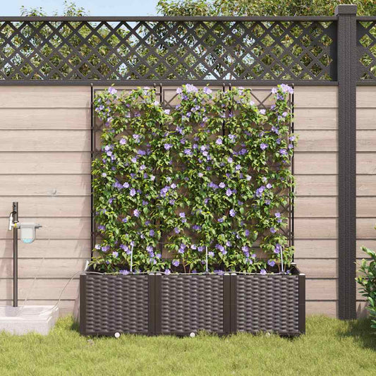 vidaXL Γλάστρα Κήπου 3 pcs Καφέ 120 x 40 x 142 cm Πλαστικό