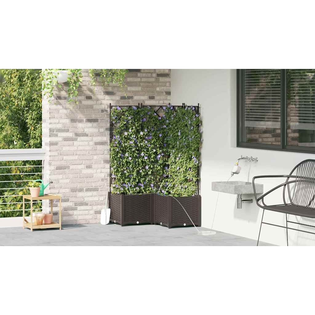 vidaXL Γλάστρα Κήπου 3 pcs Καφέ 80 x 80 x 142 cm Πλαστικό