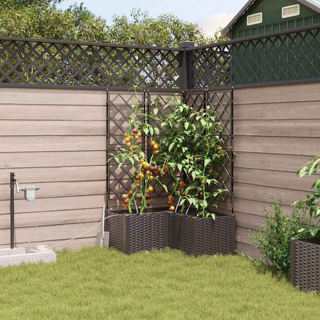 vidaXL Γλάστρα Κήπου 3 pcs Καφέ 80 x 80 x 142 cm Πλαστικό