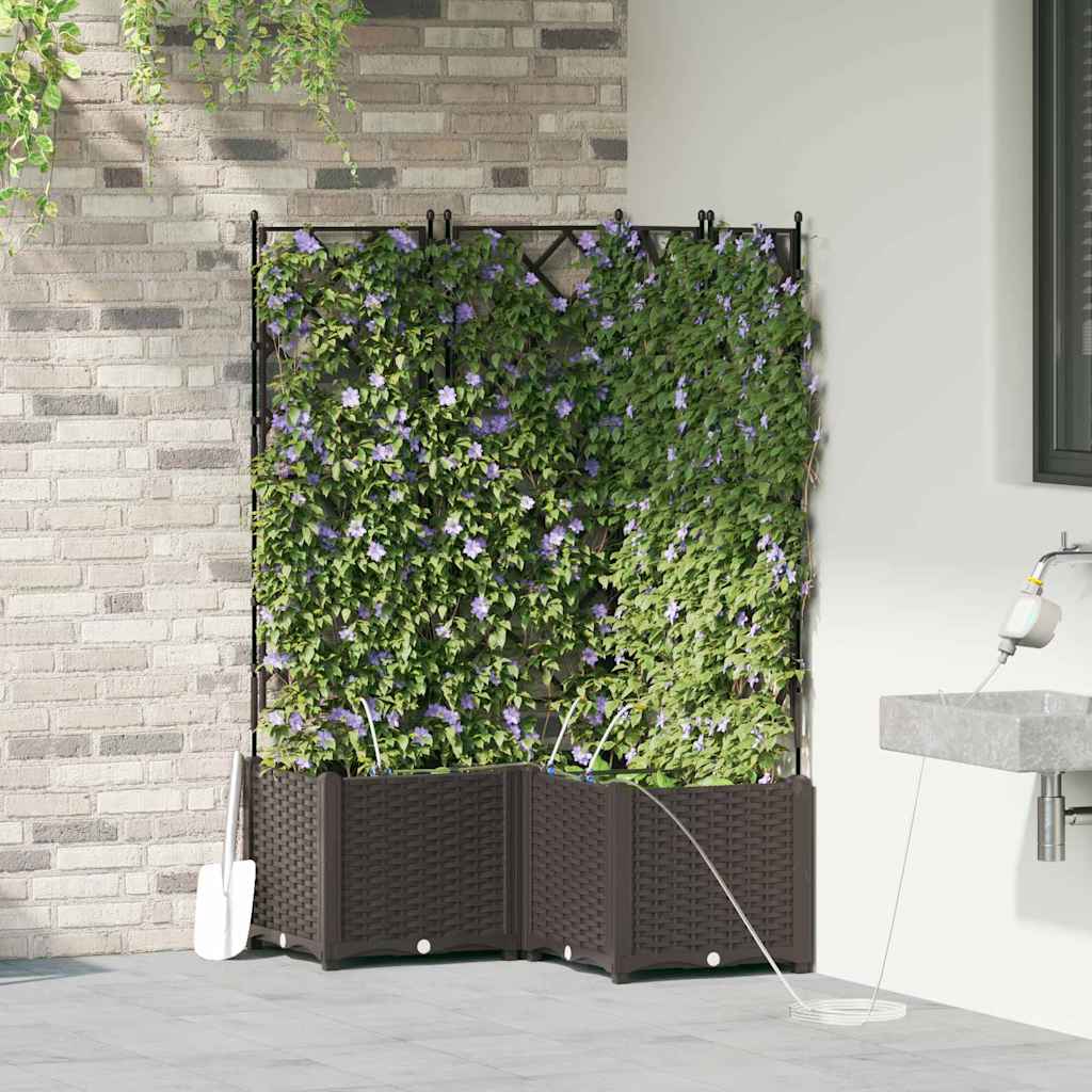 vidaXL Γλάστρα Κήπου 3 pcs Καφέ 80 x 80 x 142 cm Πλαστικό
