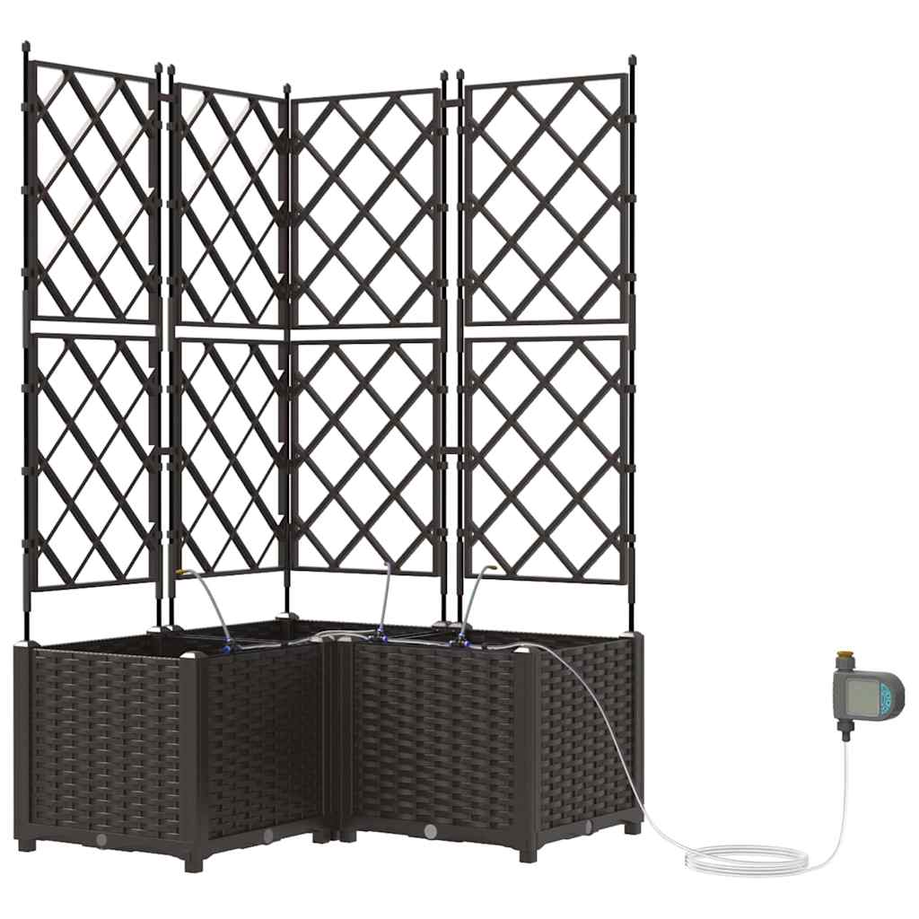 vidaXL Γλάστρα Κήπου 3 pcs Καφέ 80 x 80 x 142 cm Πλαστικό