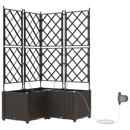 vidaXL Γλάστρα Κήπου 3 pcs Καφέ 80 x 80 x 142 cm Πλαστικό