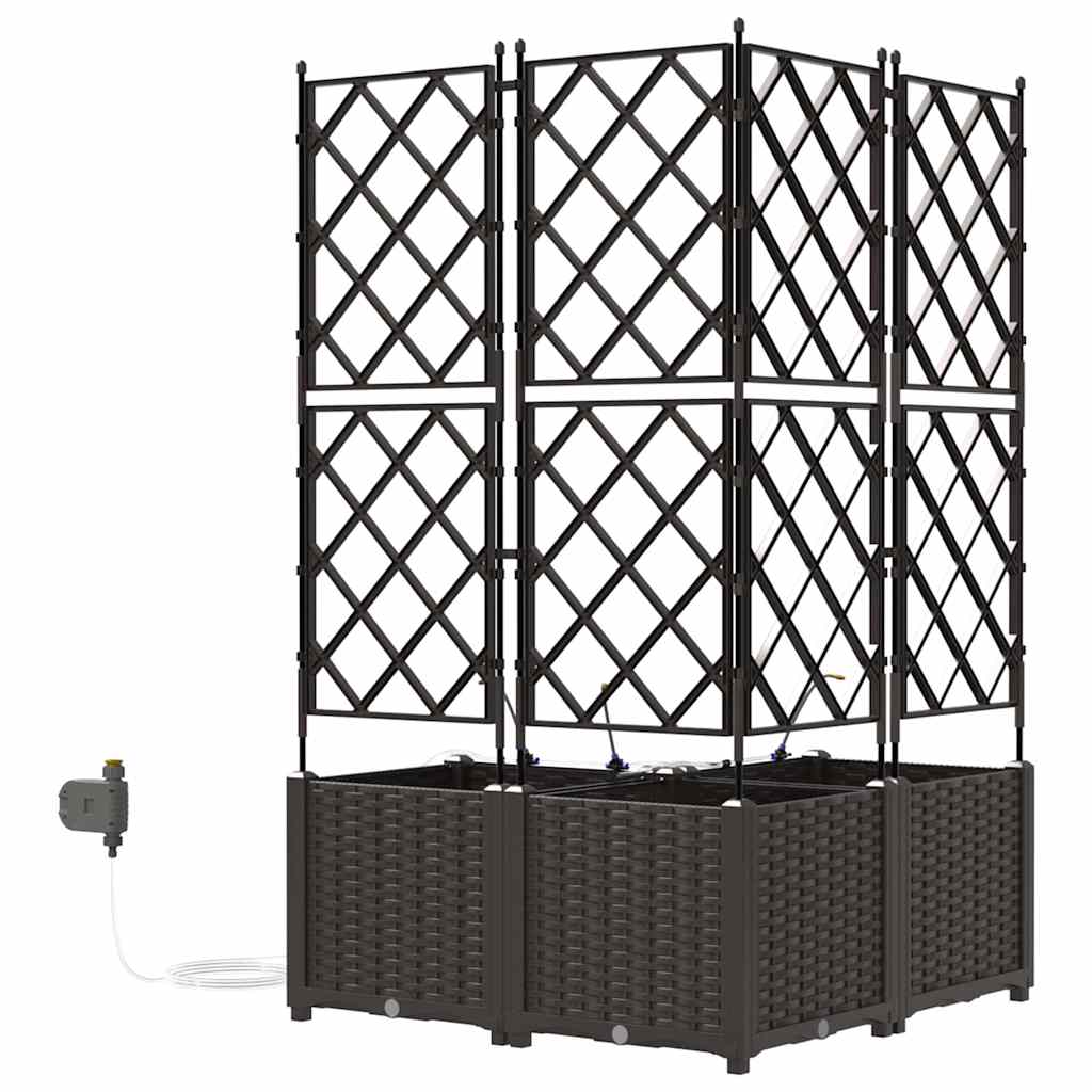 vidaXL Γλάστρα Κήπου 3 pcs Καφέ 80 x 80 x 142 cm Πλαστικό