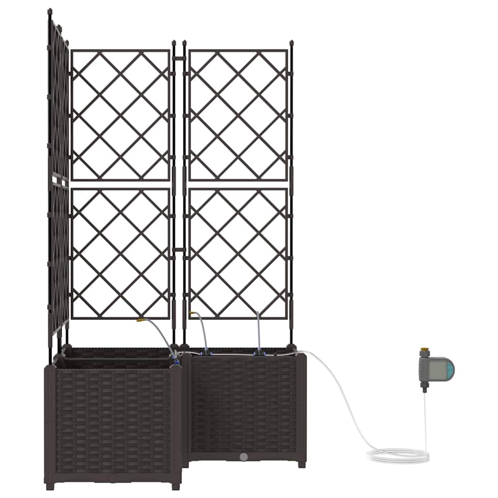 vidaXL Γλάστρα Κήπου 3 pcs Καφέ 80 x 80 x 142 cm Πλαστικό
