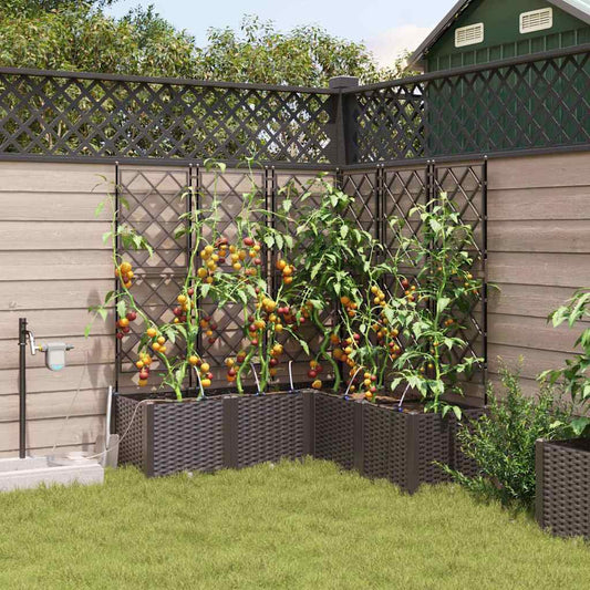 vidaXL Γλάστρα Κήπου 5 pcs Καφέ 120 x 120 x 142 cm Πλαστικό