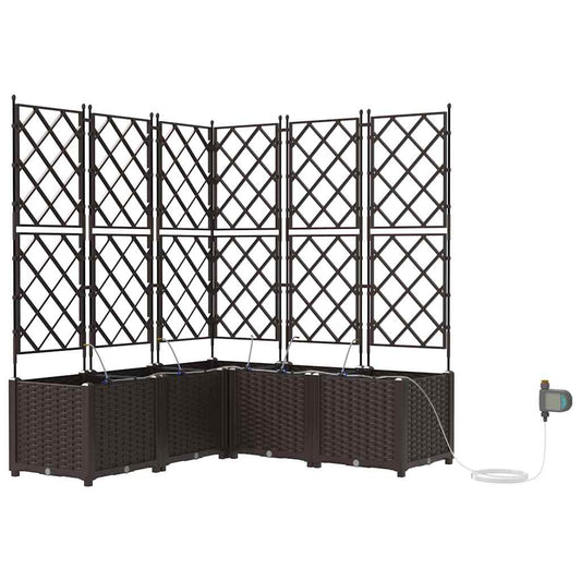 vidaXL Γλάστρα Κήπου 5 pcs Καφέ 120 x 120 x 142 cm Πλαστικό