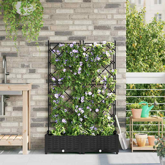 vidaXL Γλάστρα Κήπου 2 τμχ. Μαύρο 80 x 40 x 125,5 εκ. PP