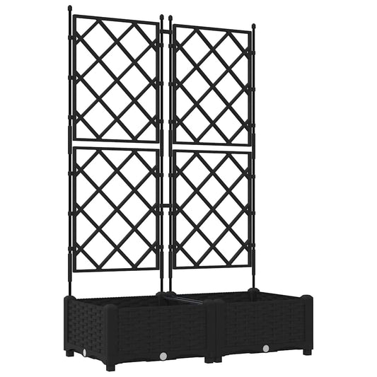 vidaXL Γλάστρα Κήπου 2 τμχ. Μαύρο 80 x 40 x 125,5 εκ. PP