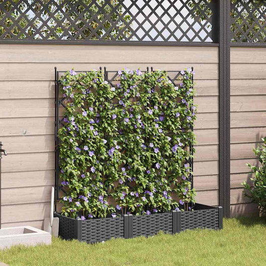 vidaXL Γλάστρα Κήπου 3 pcs Μαύρο 120 x 40 x 125,5 εκ. Πλαστικό