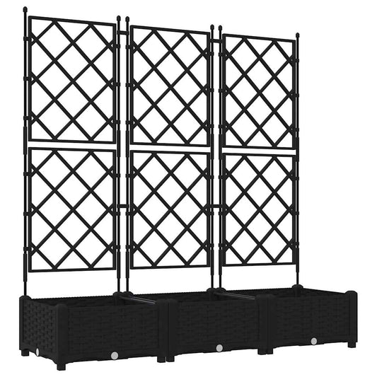 vidaXL Γλάστρα Κήπου 3 pcs Μαύρο 120 x 40 x 125,5 εκ. Πλαστικό