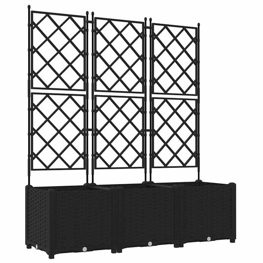 vidaXL Γλάστρα Κήπου 3 pcs Μαύρο 120 x 40 x 143 εκ. Πλαστικό