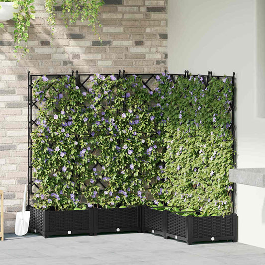 vidaXL Γλάστρα Κήπου 5 pcs Μαύρο 120 x 120 x 125,5 εκ. Πλαστικό