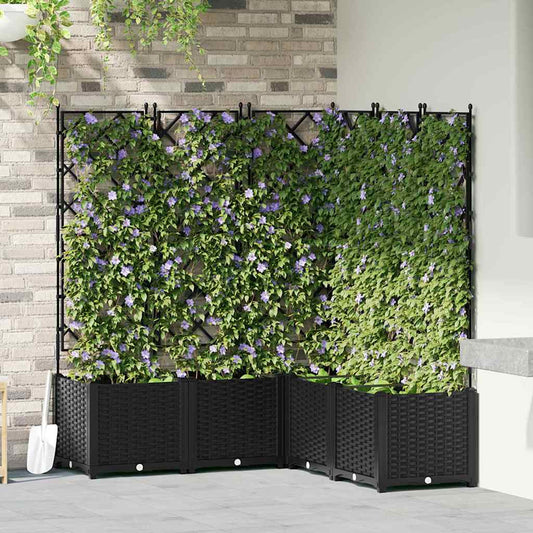 vidaXL Γλάστρα Κήπου 5 pcs Μαύρο 120 x 120 x 143 εκ. Πλαστικό