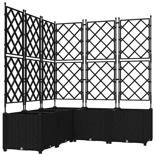 vidaXL Γλάστρα Κήπου 5 pcs Μαύρο 120 x 120 x 143 εκ. Πλαστικό