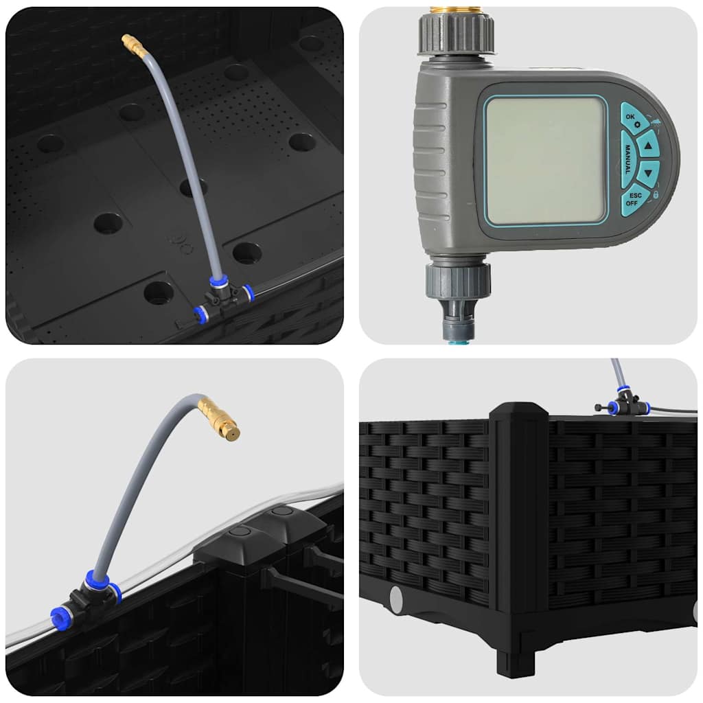 vidaXL Ζαρντινιέρες κήπου Μαύρο 160 x 40 x 22 cm Ατσάλι