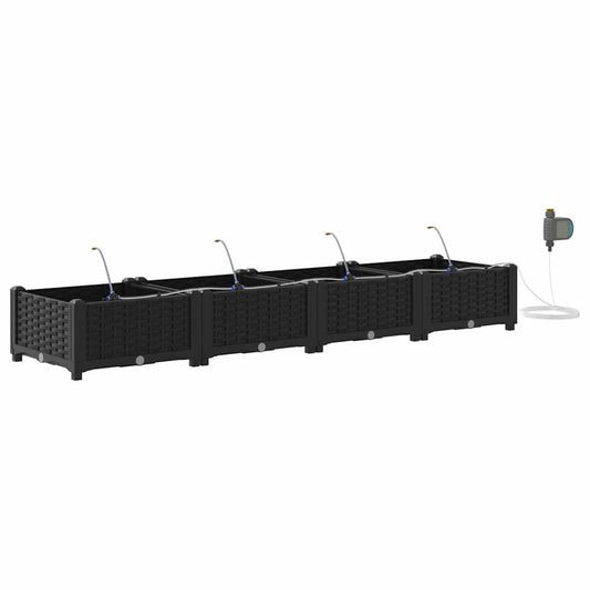 vidaXL Ζαρντινιέρες κήπου Μαύρο 160 x 40 x 22 cm Ατσάλι