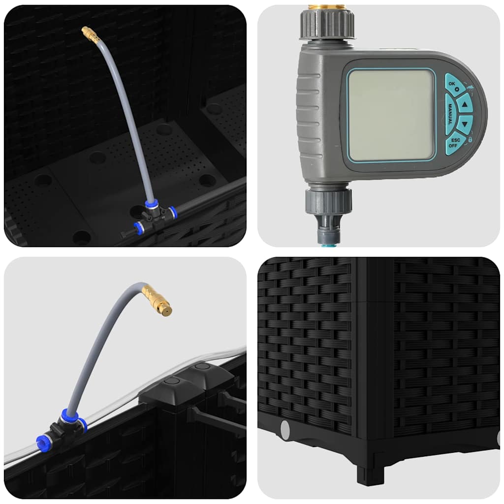 vidaXL Ζαρντινιέρες κήπου Μαύρο 80 x 40 x 37.5 cm Ατσάλι