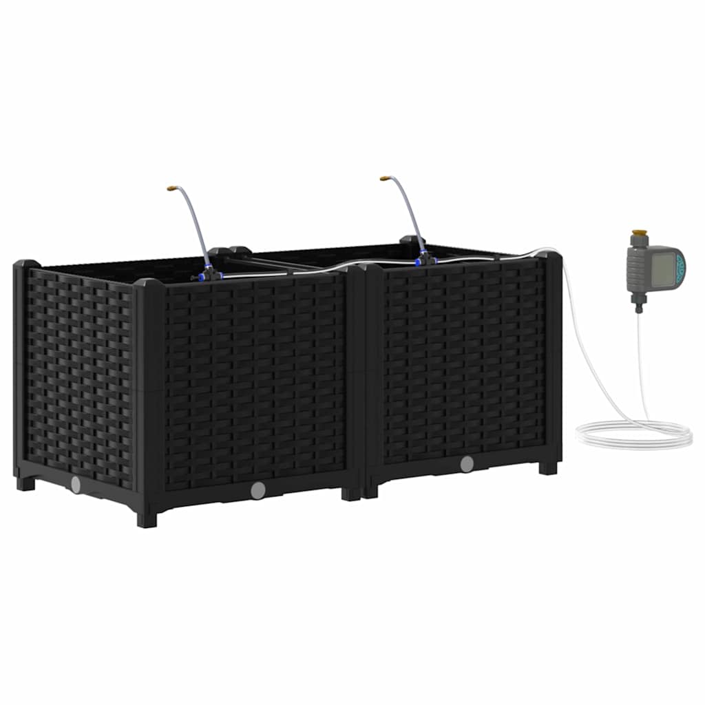 vidaXL Ζαρντινιέρες κήπου Μαύρο 80 x 40 x 37.5 cm Ατσάλι