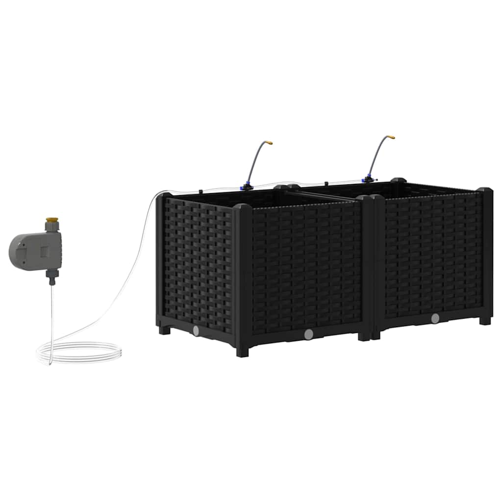 vidaXL Ζαρντινιέρες κήπου Μαύρο 80 x 40 x 37.5 cm Ατσάλι