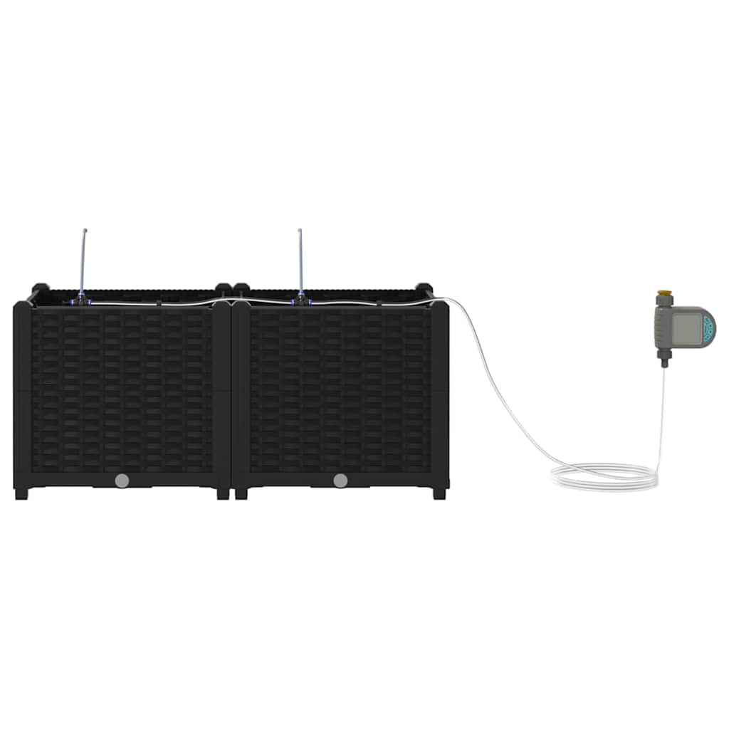 vidaXL Ζαρντινιέρες κήπου Μαύρο 80 x 40 x 37.5 cm Ατσάλι