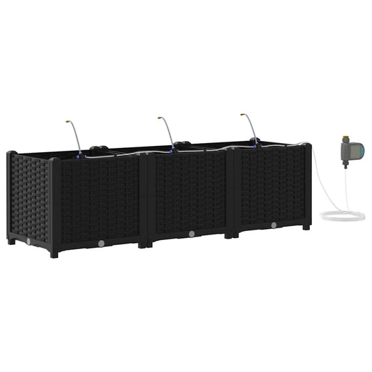 vidaXL Ζαρντινιέρες κήπου Μαύρο 120 x 40 x 37.5 cm Ατσάλι
