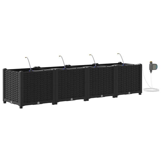 vidaXL Ζαρντινιέρες κήπου Μαύρο 160 x 40 x 37.5 cm Ατσάλι