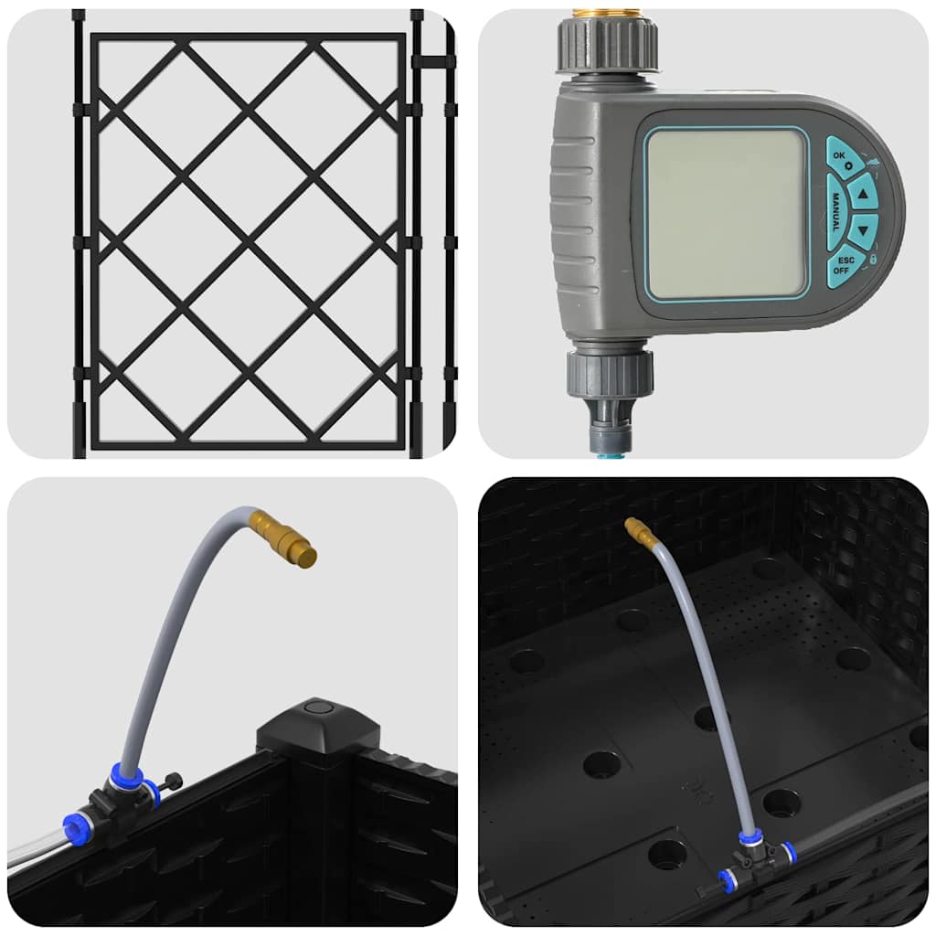 vidaXL Ζαρντινιέρες κήπου Μαύρο 40 x 40 x 126 cm Ατσάλι