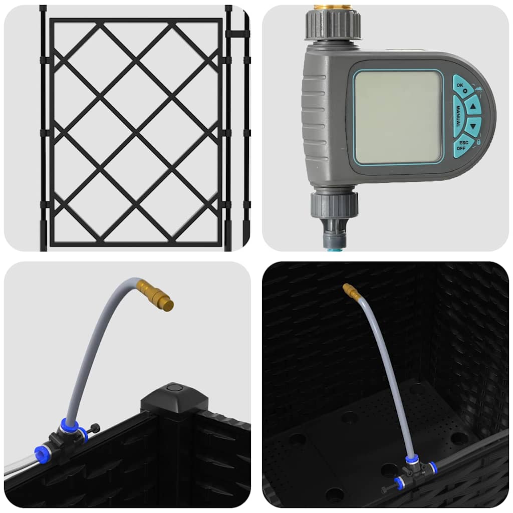 vidaXL Ζαρντινιέρες κήπου Μαύρο 40 x 40 x 142 cm Ατσάλι