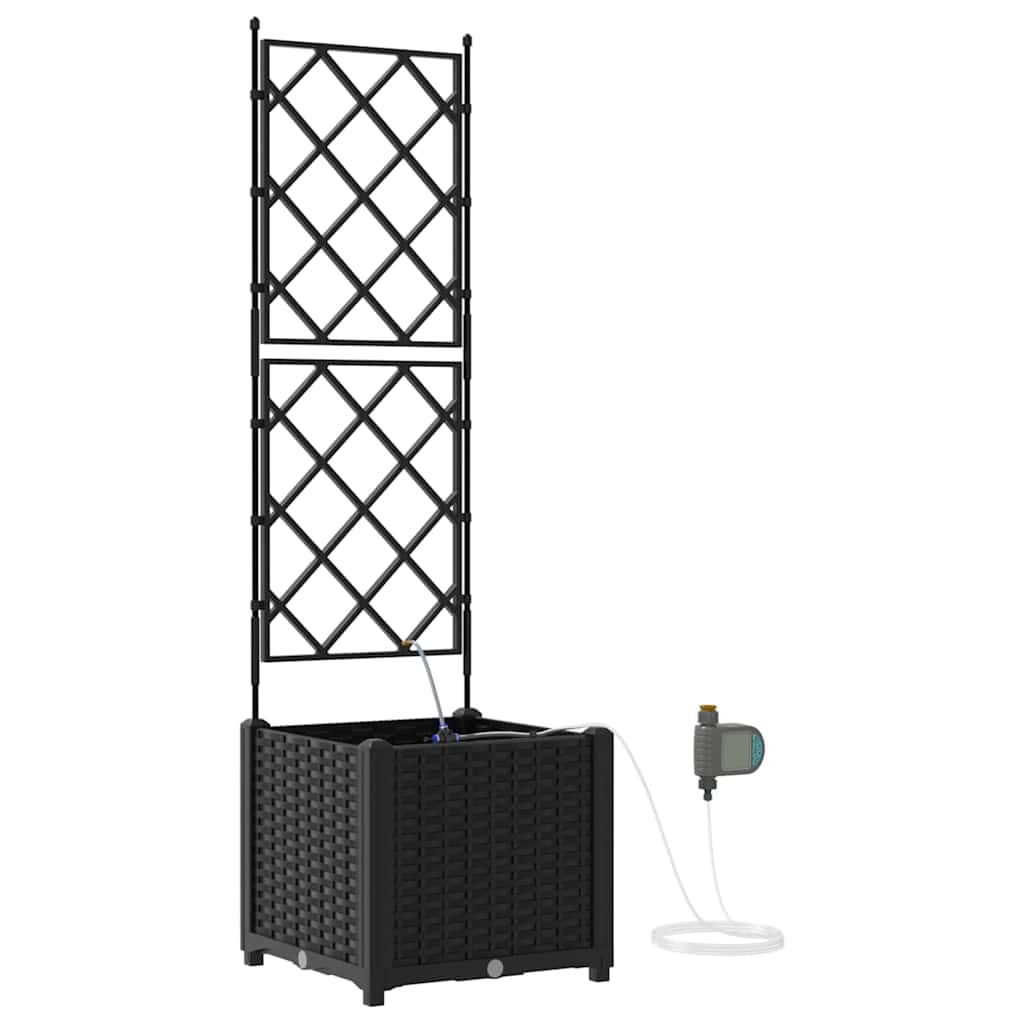 vidaXL Ζαρντινιέρες κήπου Μαύρο 40 x 40 x 142 cm Ατσάλι