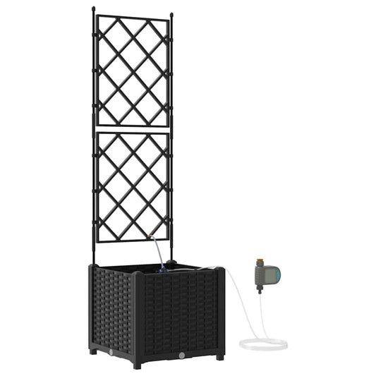 vidaXL Ζαρντινιέρες κήπου Μαύρο 40 x 40 x 142 cm Ατσάλι