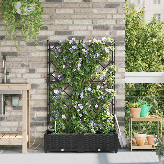 vidaXL Γλάστρα Κήπου 2 pcs Μαύρο 80 x 40 x 126 cm Πλαστικό