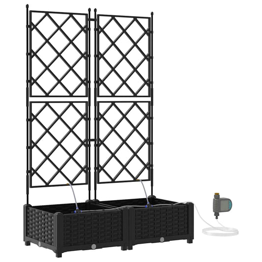vidaXL Γλάστρα Κήπου 2 pcs Μαύρο 80 x 40 x 126 cm Πλαστικό