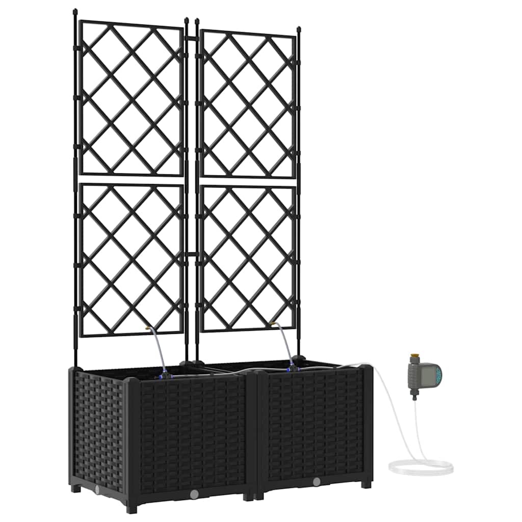 vidaXL Ζαρντινιέρες κήπου Μαύρο 80 x 40 x 142 cm Ατσάλι