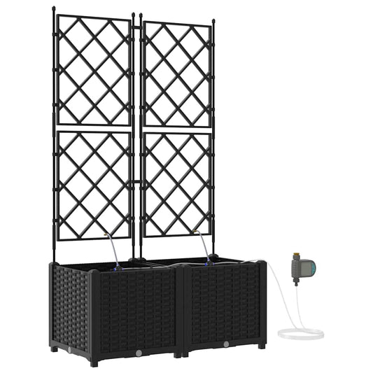 vidaXL Ζαρντινιέρες κήπου Μαύρο 80 x 40 x 142 cm Ατσάλι