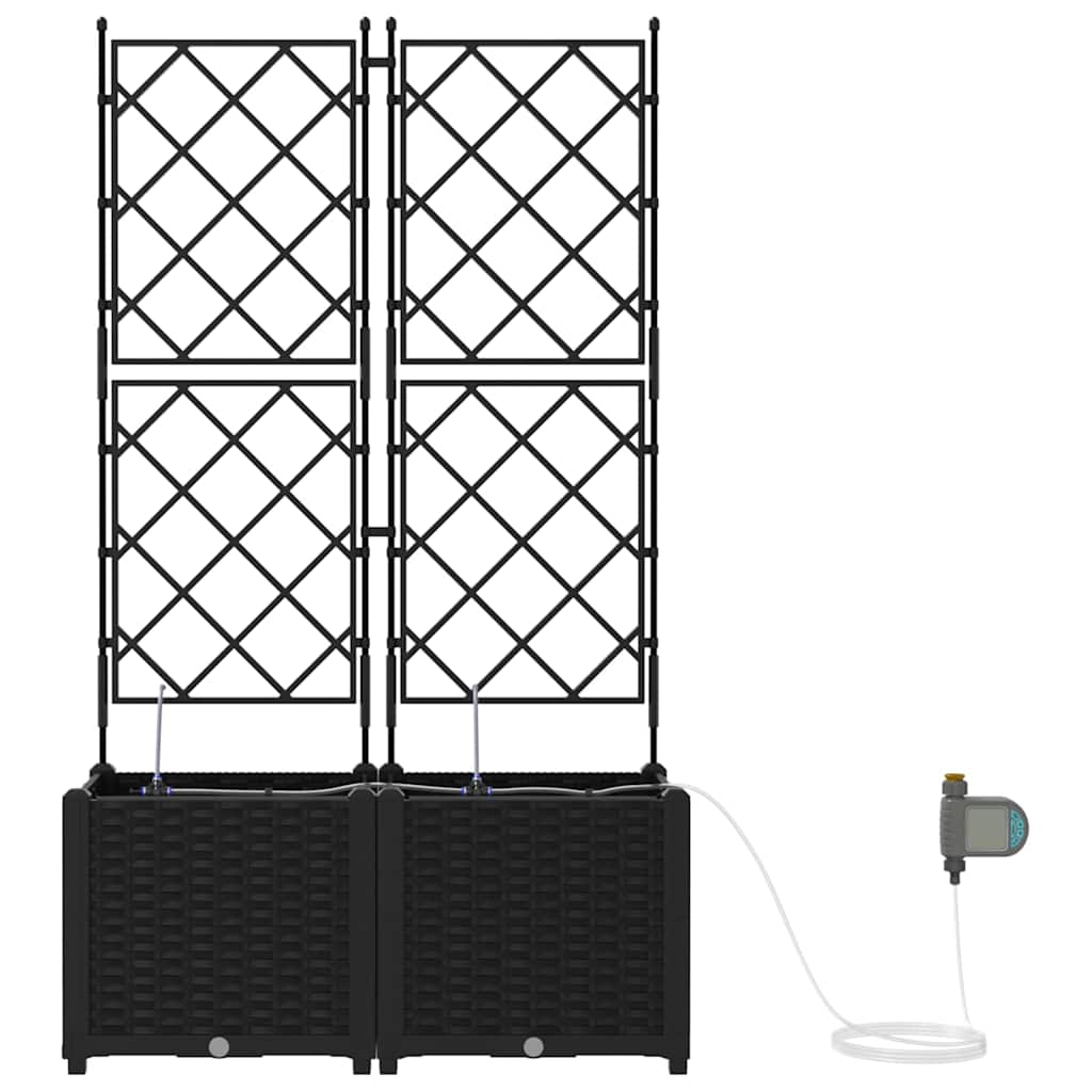 vidaXL Ζαρντινιέρες κήπου Μαύρο 80 x 40 x 142 cm Ατσάλι