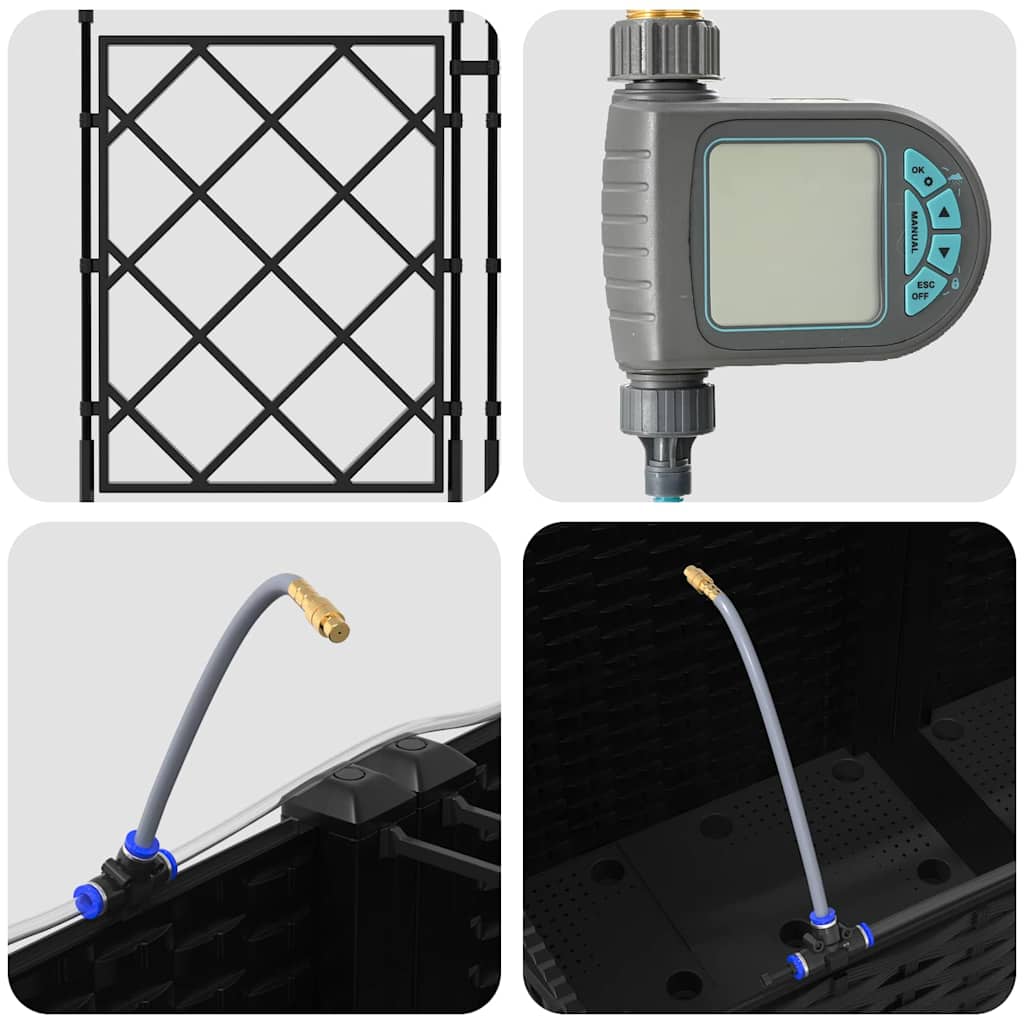 vidaXL Ζαρντινιέρες κήπου Μαύρο 120 x 40 x 142 cm Ατσάλι