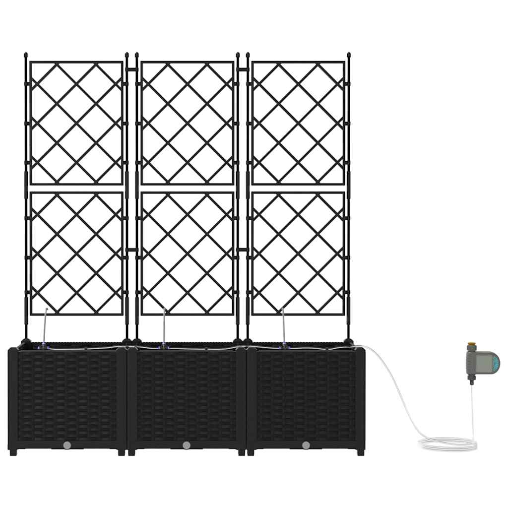 vidaXL Ζαρντινιέρες κήπου Μαύρο 120 x 40 x 142 cm Ατσάλι