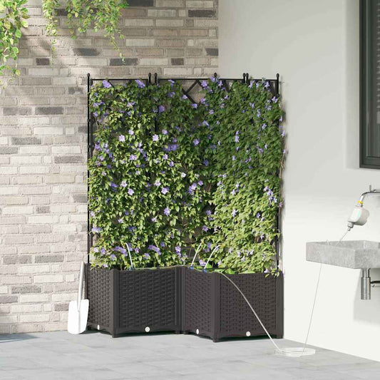 vidaXL Γλάστρα Κήπου 3 τμχ. Μαύρο 80 x 80 x 142 cm PP