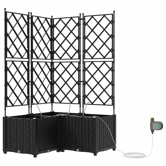 vidaXL Γλάστρα Κήπου 3 pcs Μαύρο 80 x 80 x 142 cm Πλαστικό