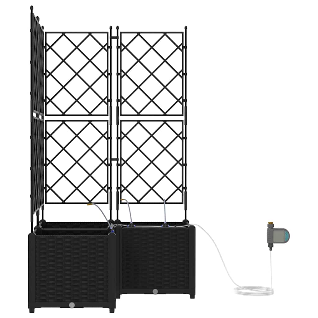 vidaXL Ζαρντινιέρες κήπου Μαύρο 80 x 80 x 142 cm Ατσάλι