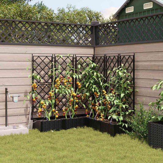 vidaXL Γλάστρα Κήπου 5 pcs Μαύρο 120 x 120 x 126 cm Πλαστικό