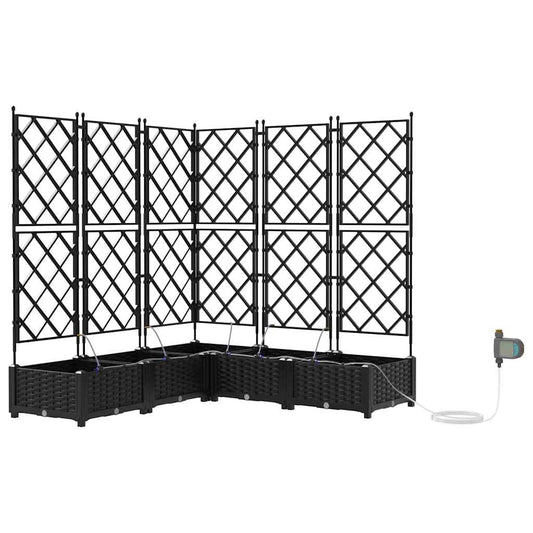vidaXL Γλάστρα Κήπου 5 pcs Μαύρο 120 x 120 x 126 cm Πλαστικό