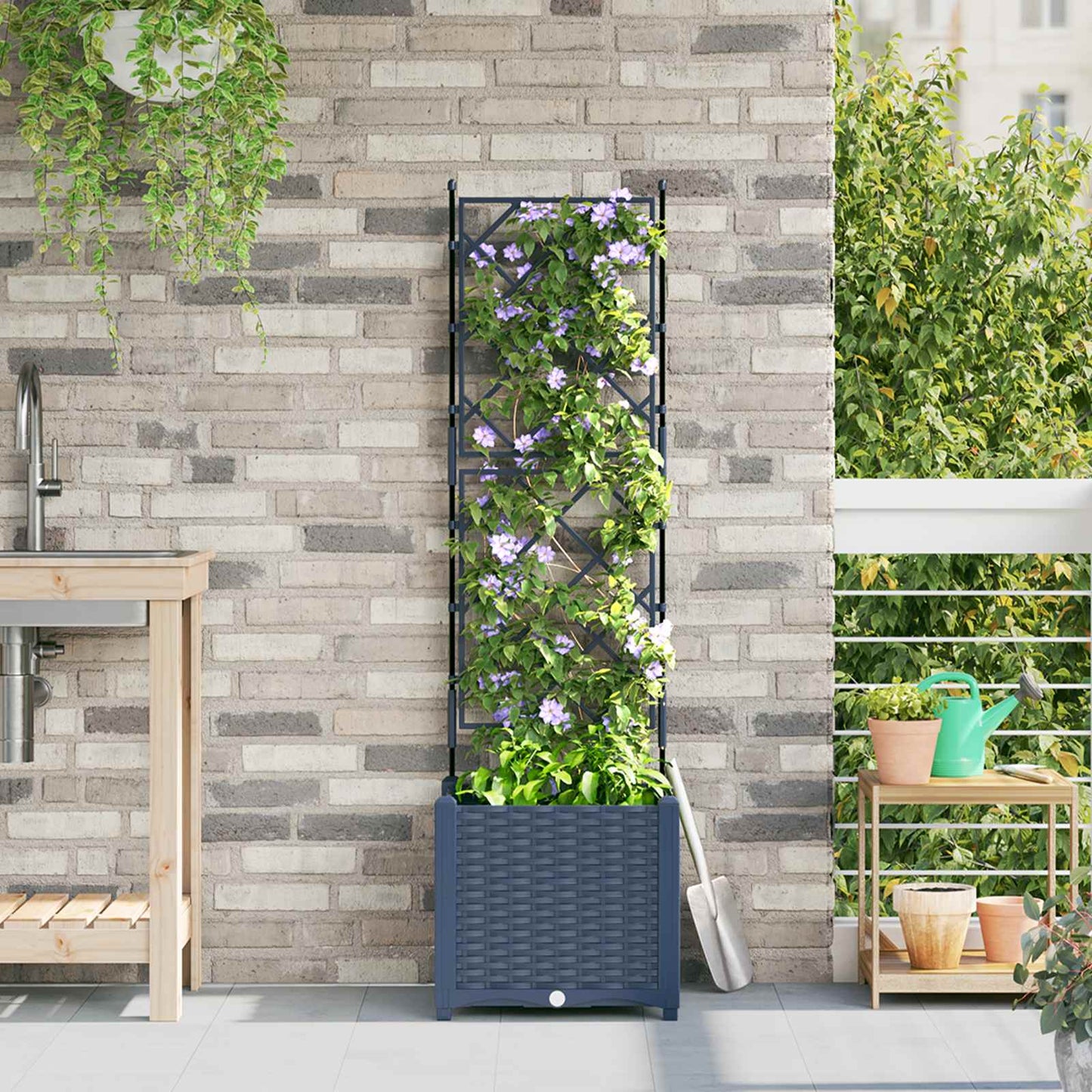 vidaXL Γλάστρα Κήπου Γκρι 40 x 40 x 143 εκ. PP