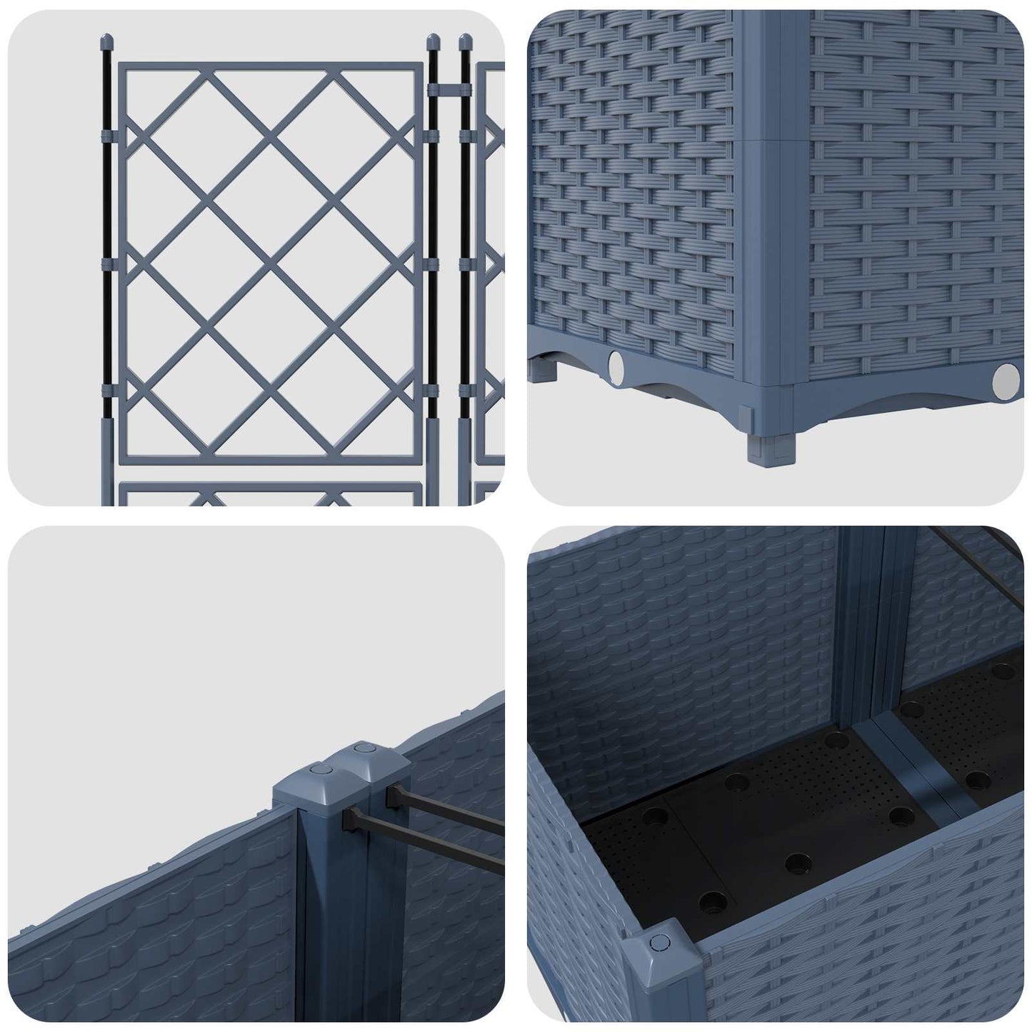 vidaXL Γλάστρα Κήπου 2 pcs Γκρι 80 x 40 x 143 εκ. Πλαστικό