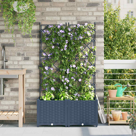 vidaXL Γλάστρα Κήπου 2 pcs Γκρι 80 x 40 x 143 εκ. Πλαστικό