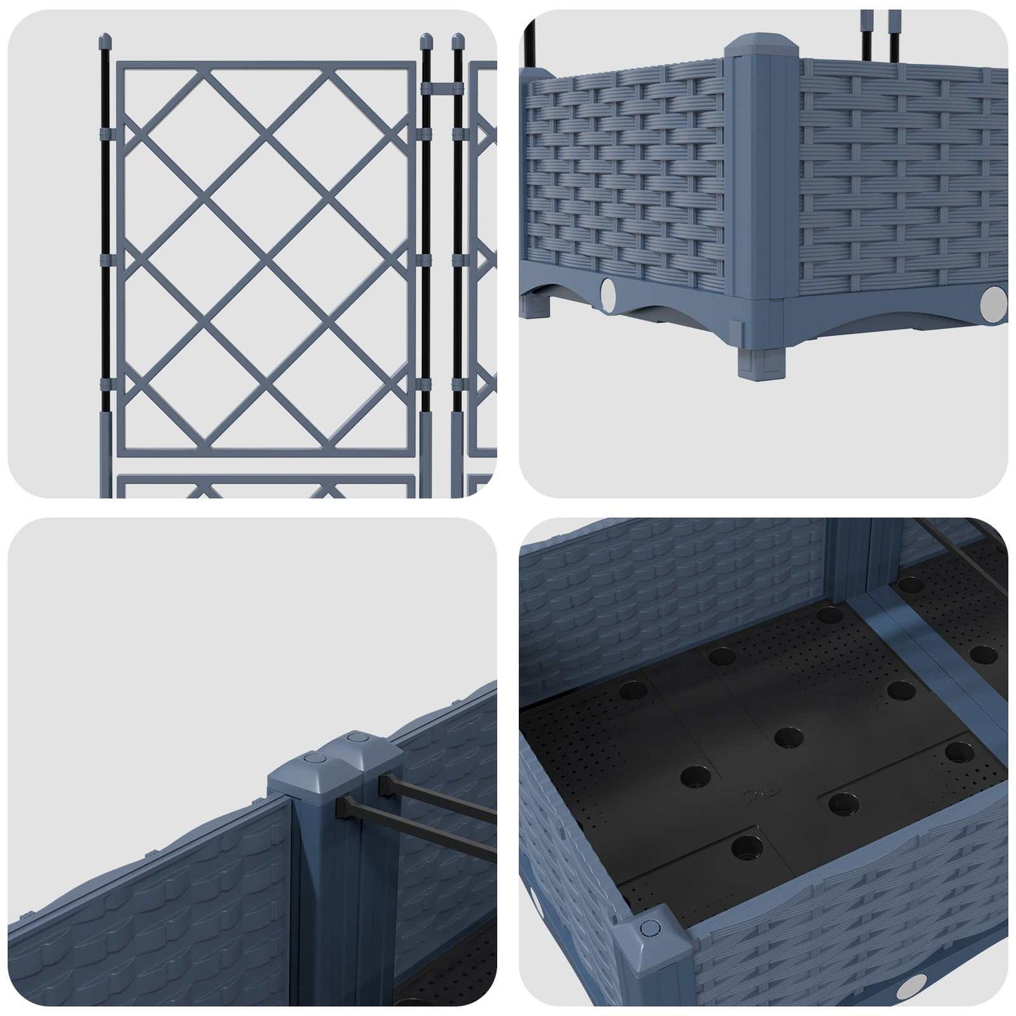 vidaXL Γλάστρα Κήπου 5 pcs Γκρι 120 x 120 x 125,5 εκ. Πλαστικό
