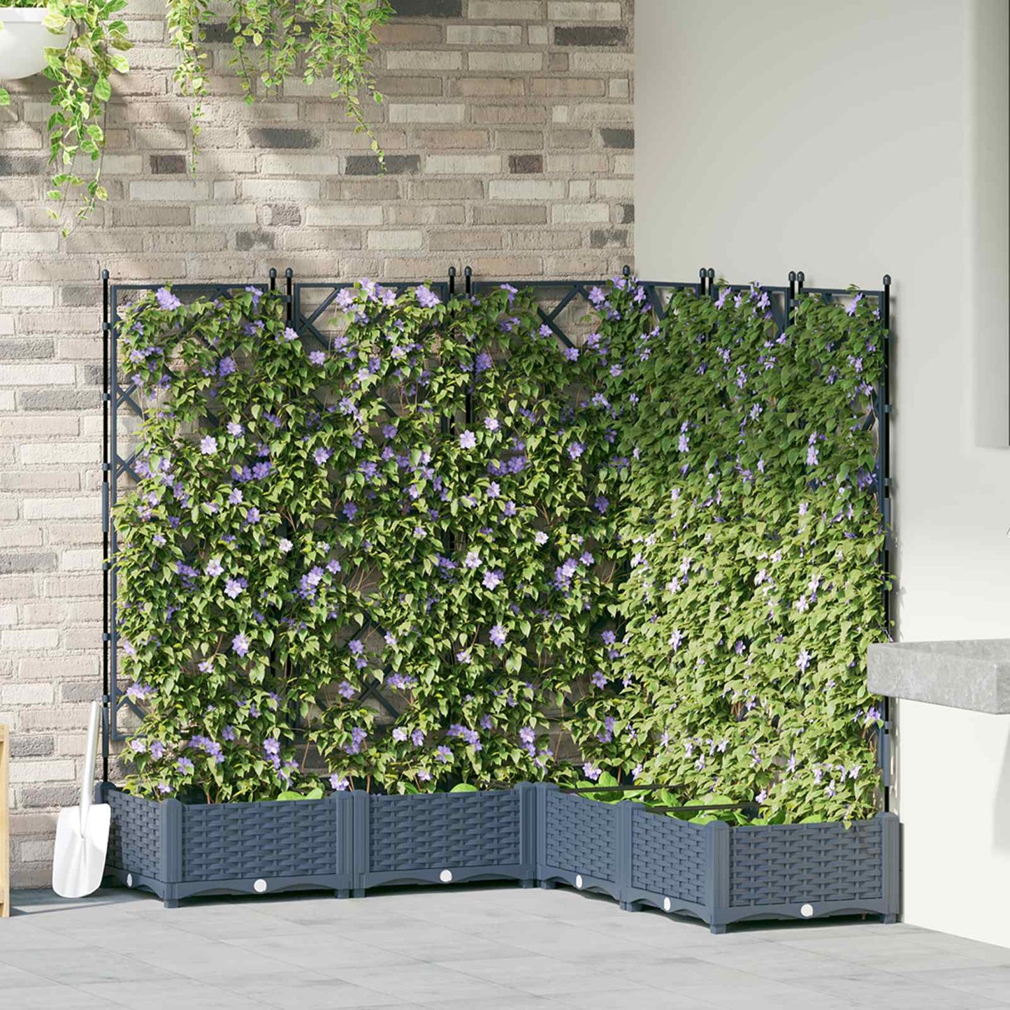 vidaXL Γλάστρα Κήπου 5 pcs Γκρι 120 x 120 x 125,5 εκ. Πλαστικό