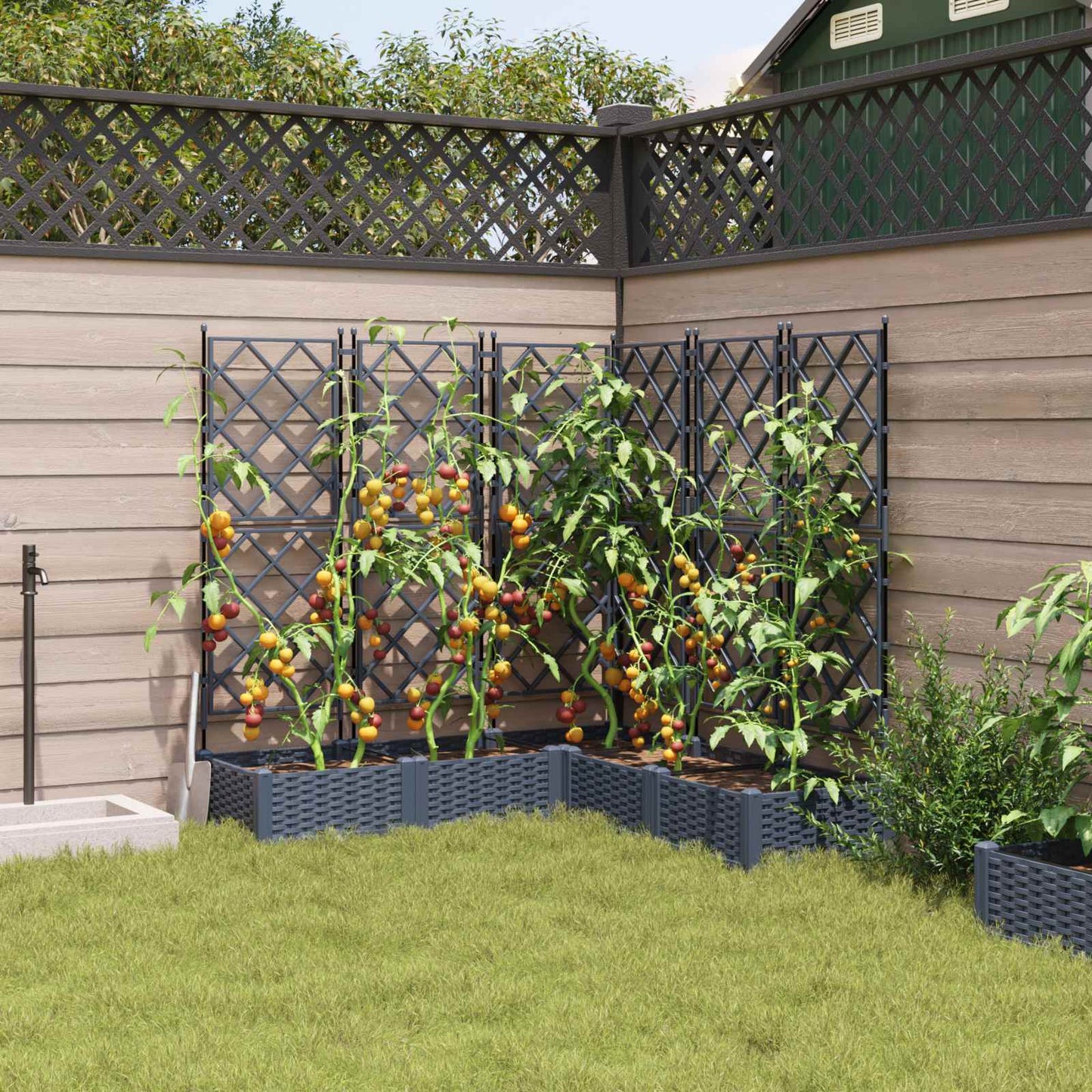 vidaXL Γλάστρα Κήπου 5 pcs Γκρι 120 x 120 x 125,5 εκ. Πλαστικό
