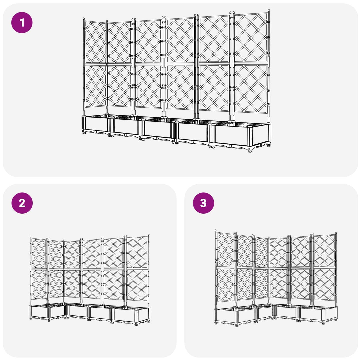 vidaXL Γλάστρα Κήπου 5 pcs Γκρι 120 x 120 x 125,5 εκ. Πλαστικό