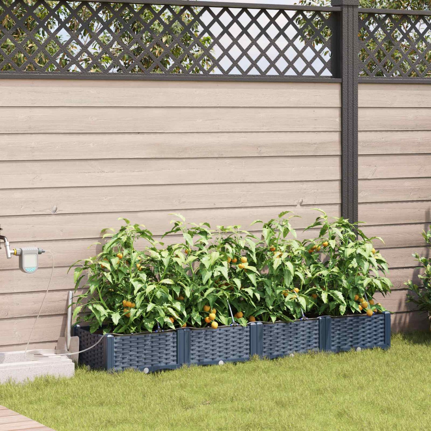 vidaXL Γλάστρα Κήπου 4 pcs Γκρι 160 x 40 x 22 cm Πλαστικό